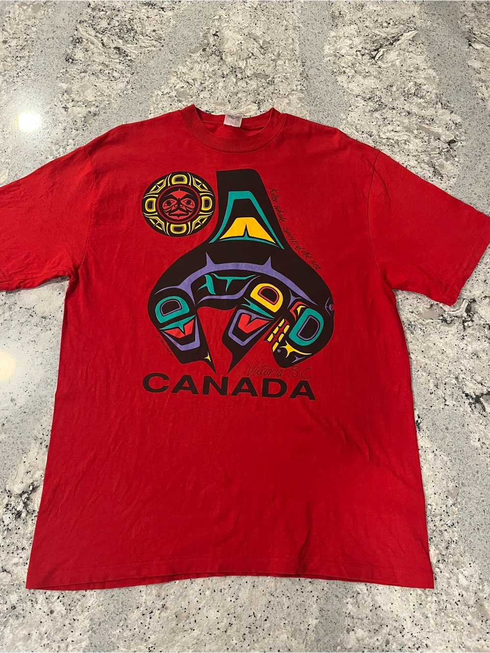 Vintage 1991 Killer Whale Victoria BC Red Tee